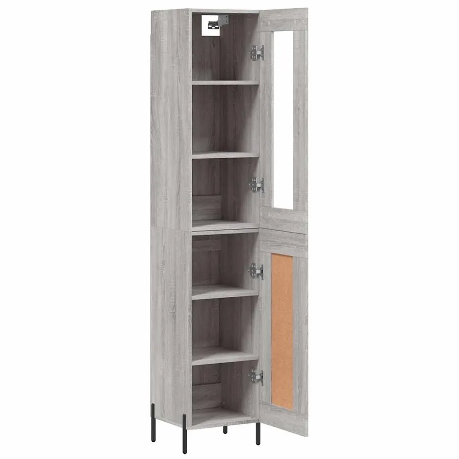 Buffet haut Sonoma gris 34,5x34x180 cm Bois d'ingénierie - 4