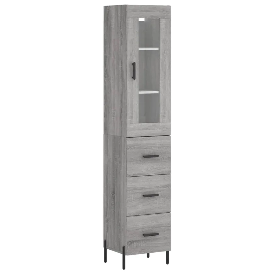Buffet haut Sonoma gris 34,5x34x180 cm Bois d'ingénierie - 2