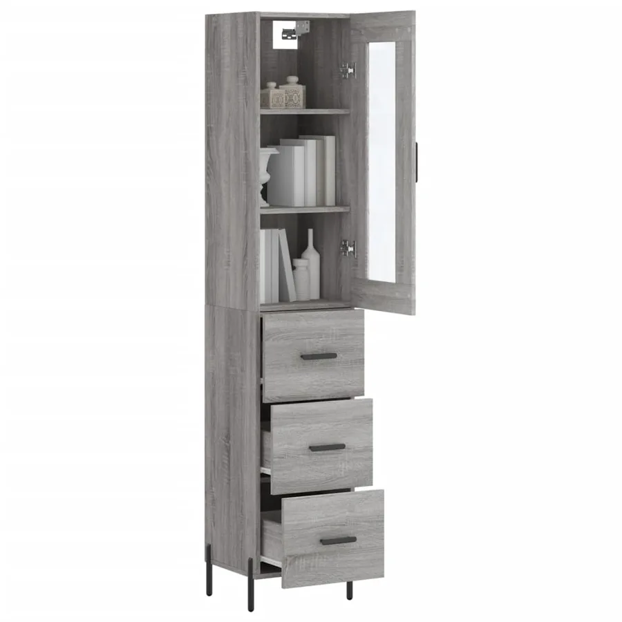 Buffet haut Sonoma gris 34,5x34x180 cm Bois d'ingénierie - 3