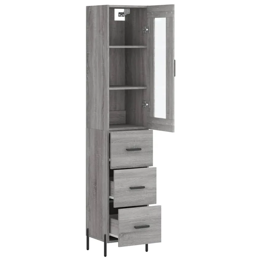 Buffet haut Sonoma gris 34,5x34x180 cm Bois d'ingénierie - 4