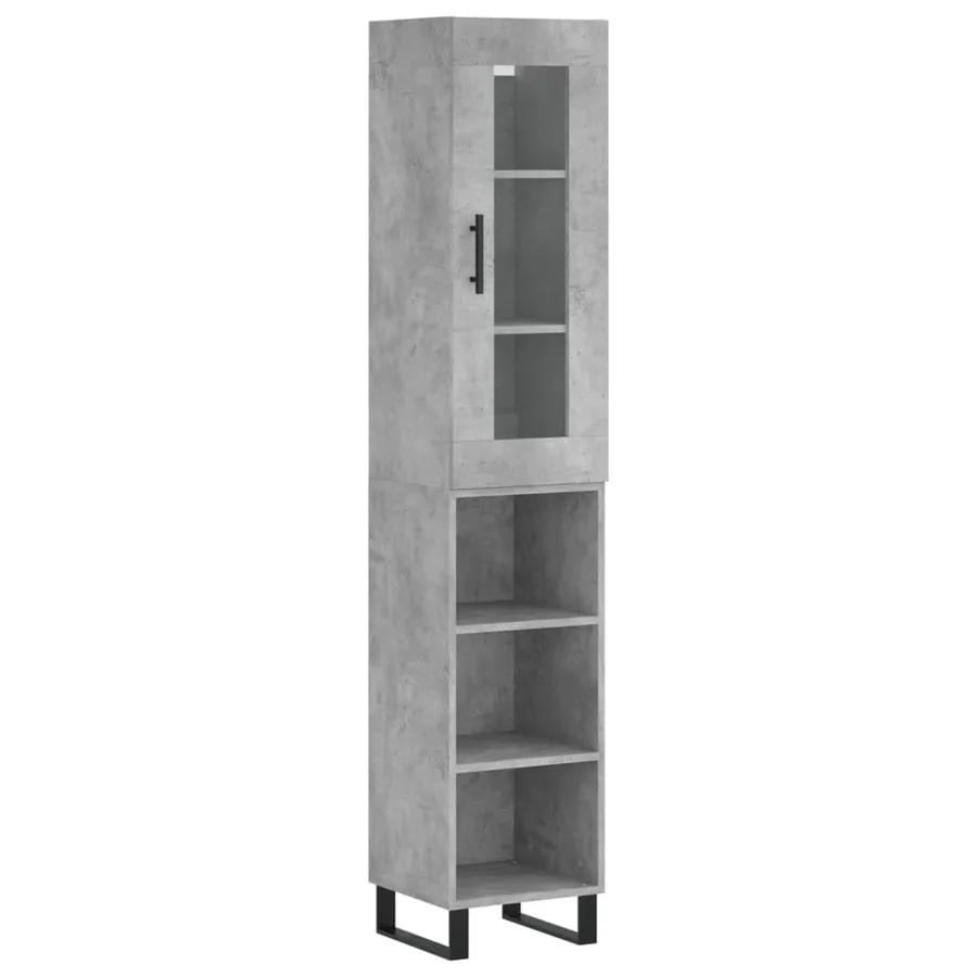 Buffet haut Gris béton 34,5x34x180 cm Bois d'ingénierie - 2