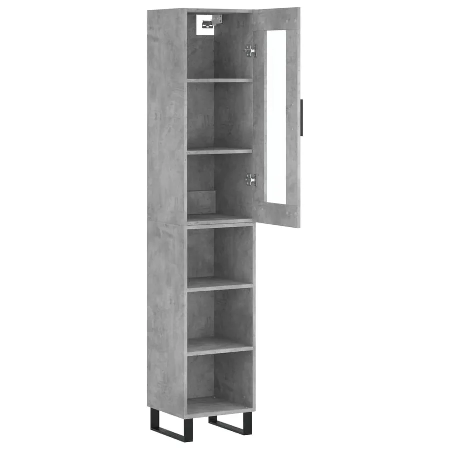 Buffet haut Gris béton 34,5x34x180 cm Bois d'ingénierie - 4