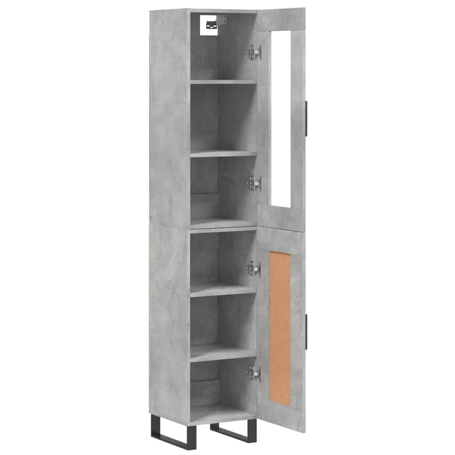 Buffet haut Gris béton 34,5x34x180 cm Bois d'ingénierie - 4
