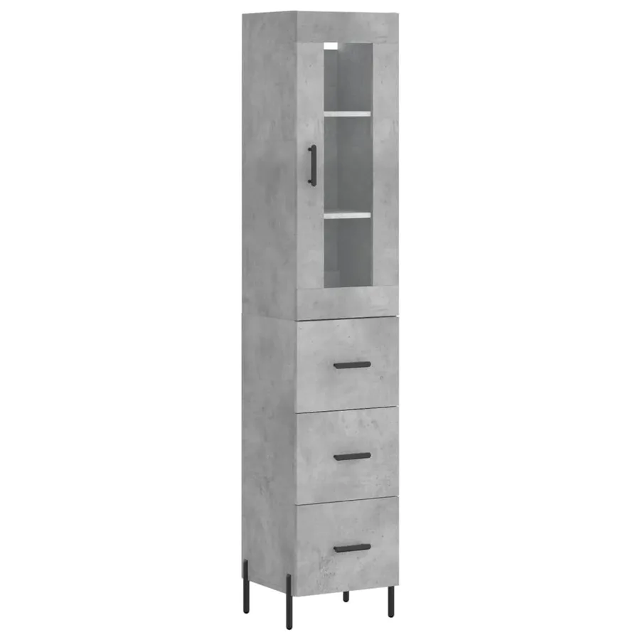 Buffet haut Gris béton 34,5x34x180 cm Bois d'ingénierie - 2