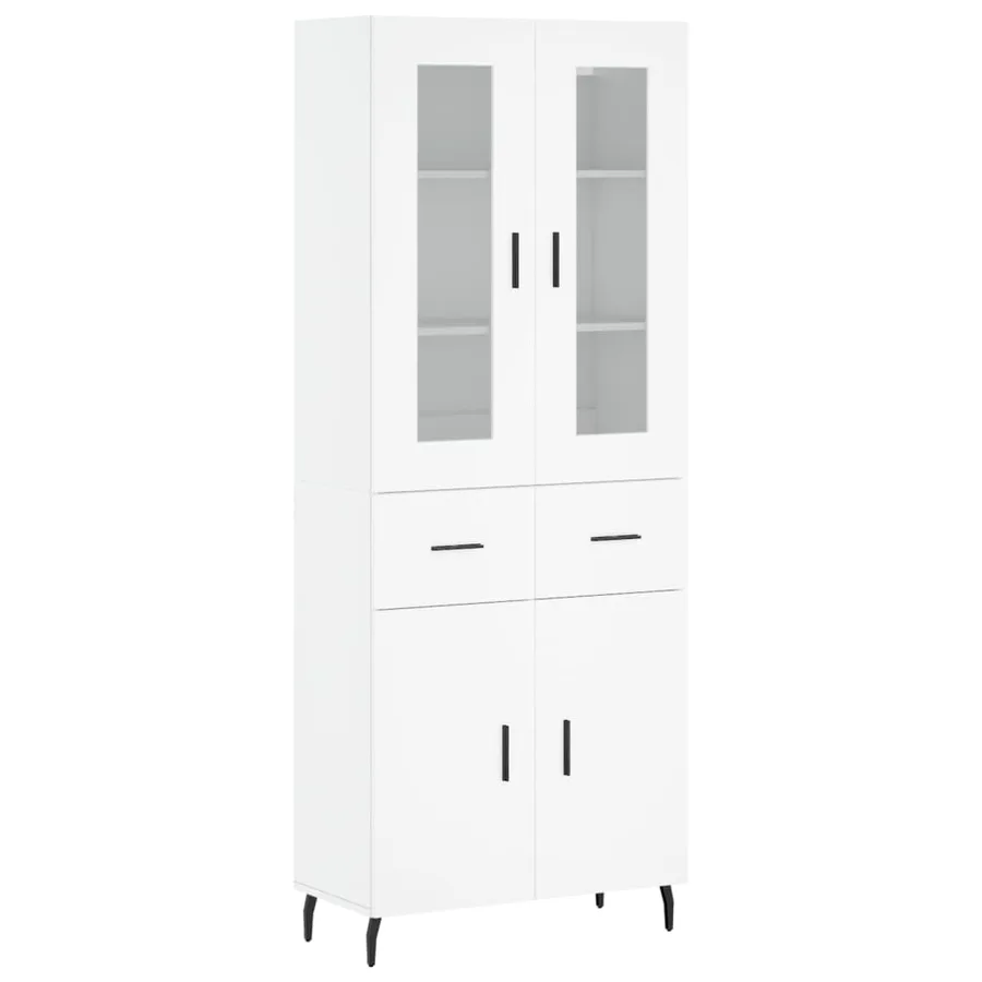 Buffet haut Blanc 69,5x34x180 cm Bois d'ingénierie - 2