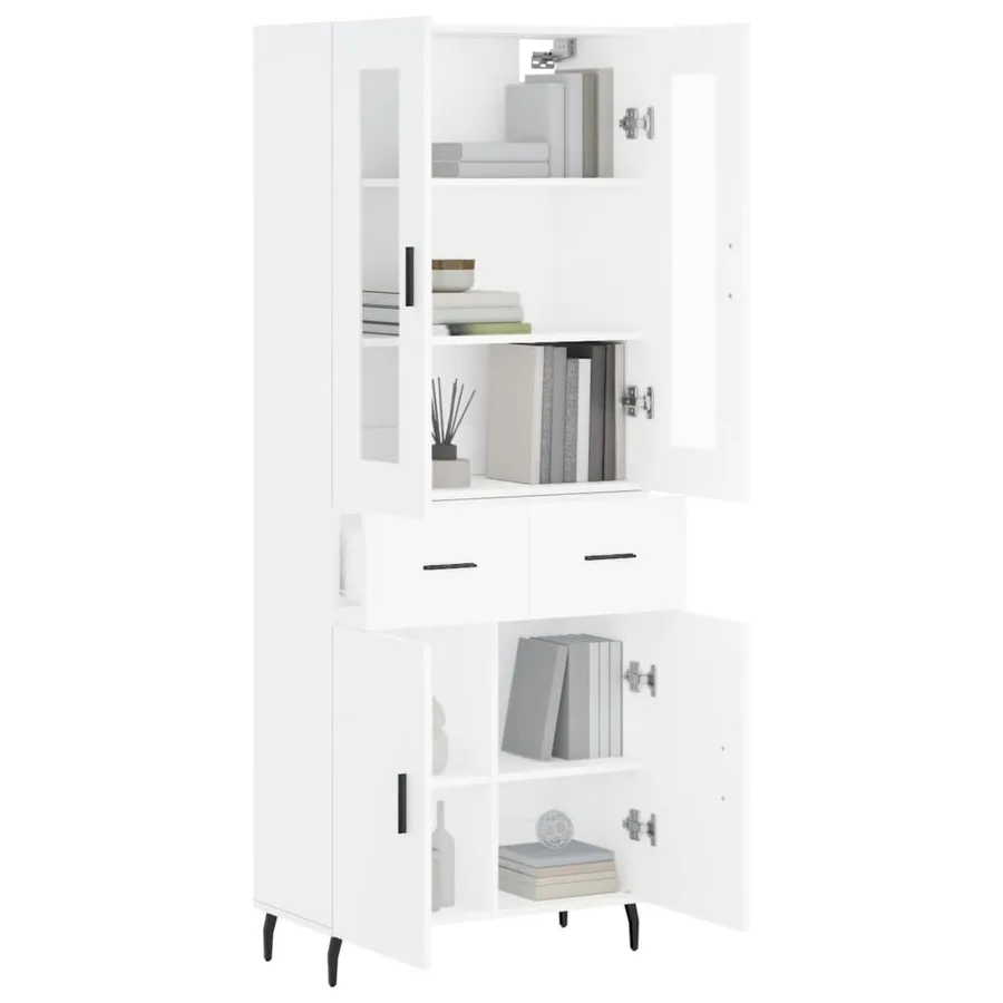 Buffet haut Blanc 69,5x34x180 cm Bois d'ingénierie - 3