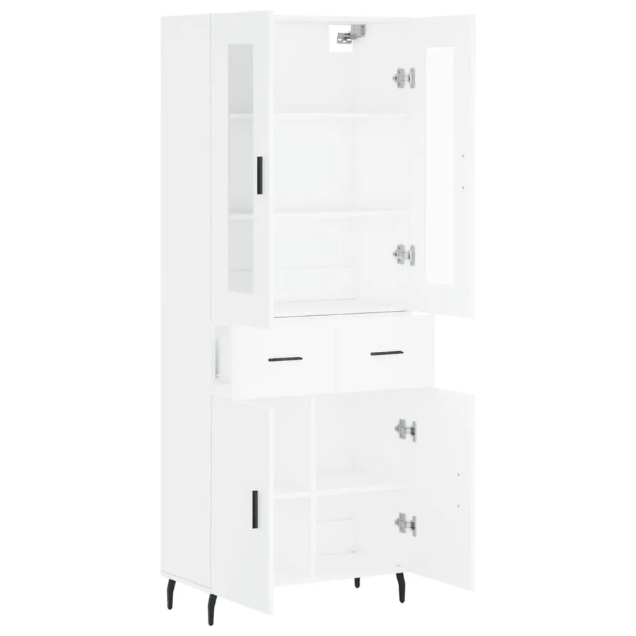 Buffet haut Blanc 69,5x34x180 cm Bois d'ingénierie - 4