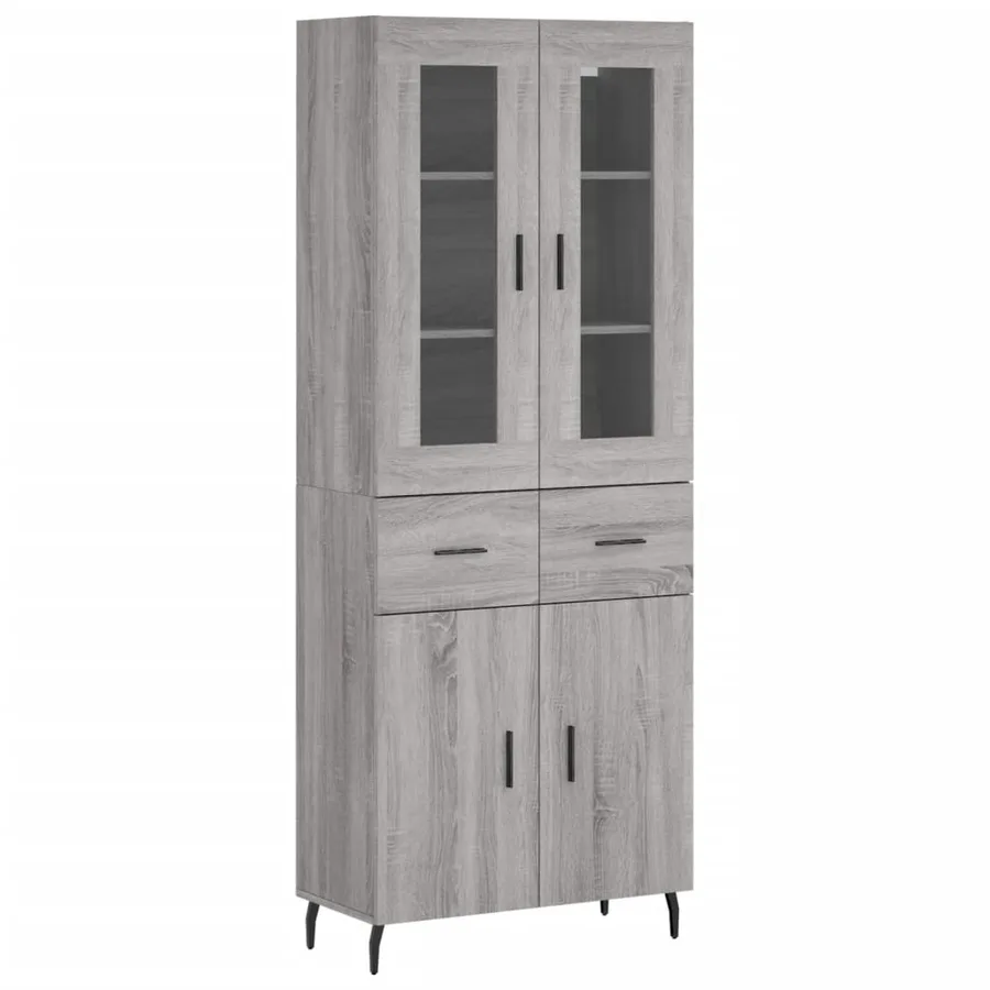 Buffet haut Sonoma gris 69,5x34x180 cm Bois d'ingénierie - 2