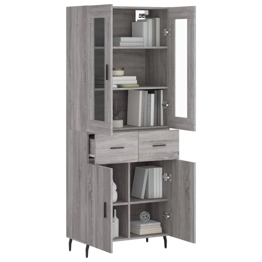 Buffet haut Sonoma gris 69,5x34x180 cm Bois d'ingénierie - 3