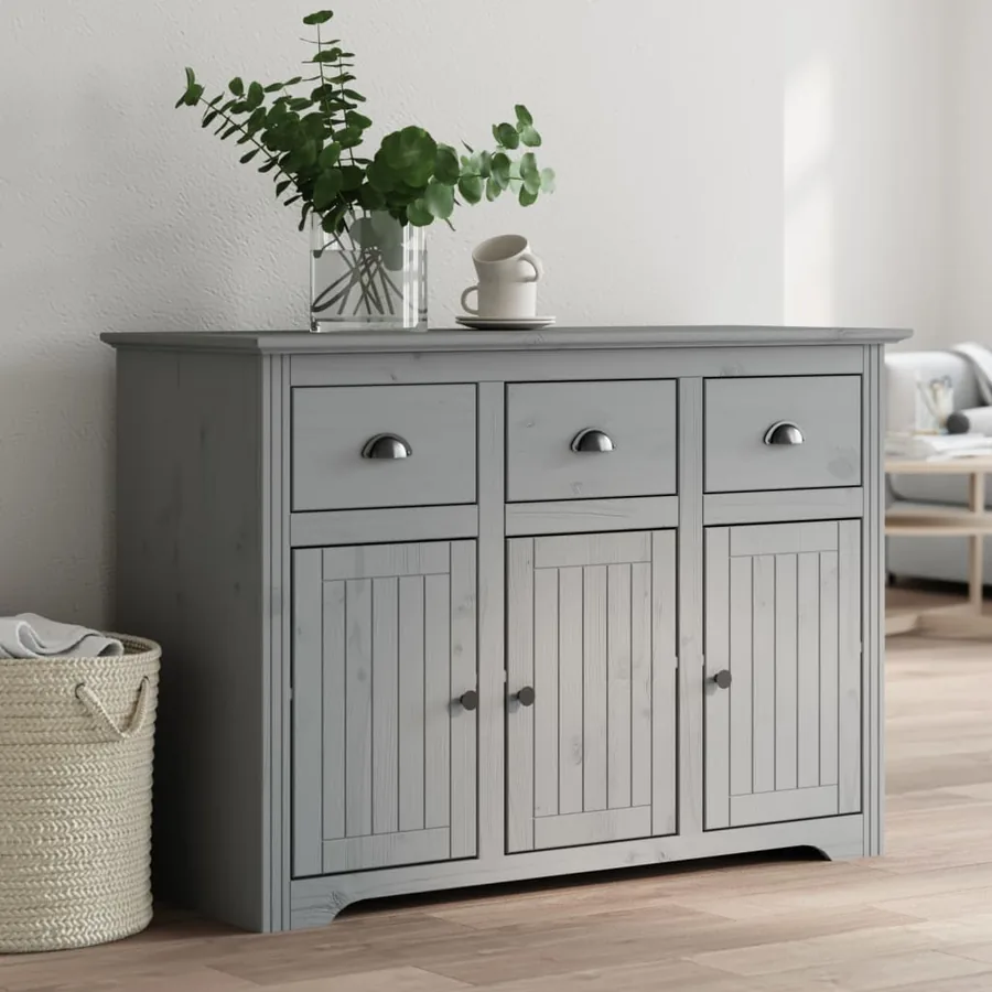 Buffet BODO gris 115,5x44x80 cm bois massif de pin