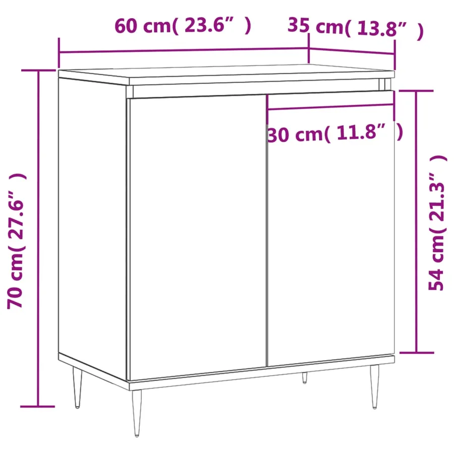 Buffet Blanc 60x35x70 cm Bois d'ingénierie - 11