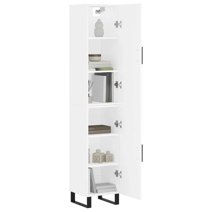 Buffet haut Blanc 34,5x34x180 cm Bois d'ingénierie - 3