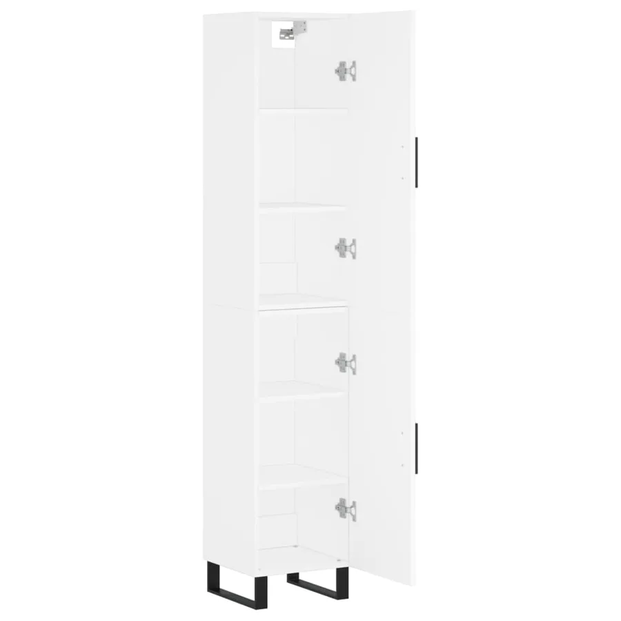 Buffet haut Blanc 34,5x34x180 cm Bois d'ingénierie - 4