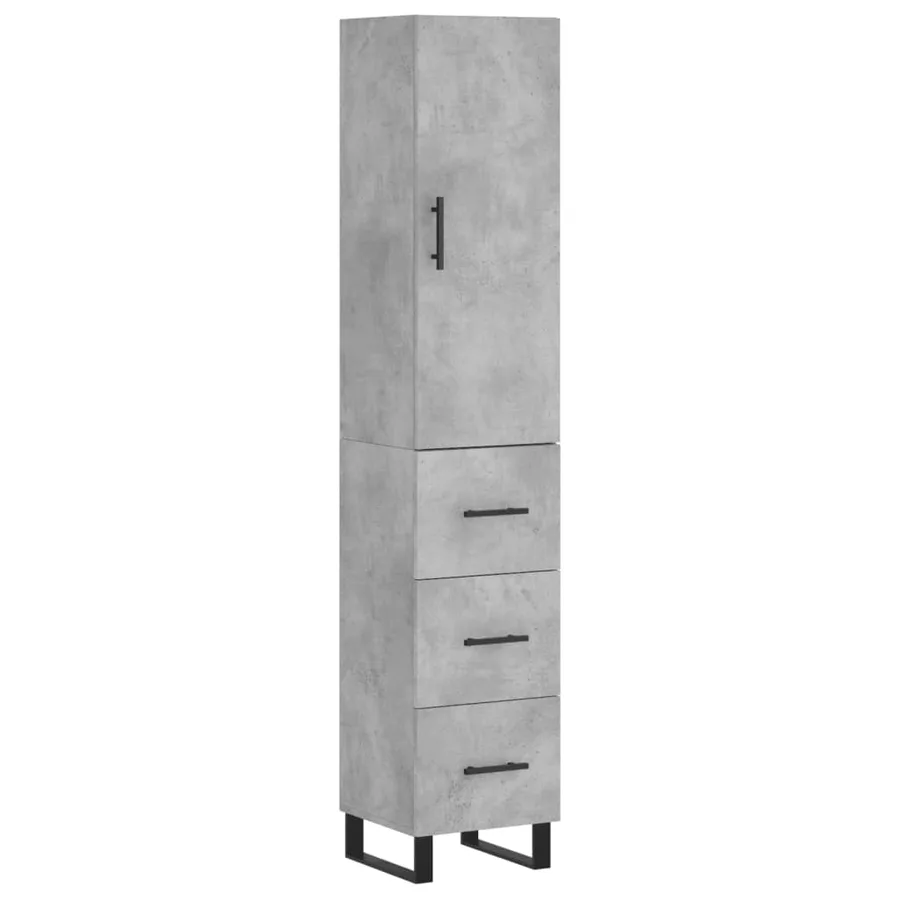 Buffet haut Gris béton 34,5x34x180 cm Bois d'ingénierie - 2