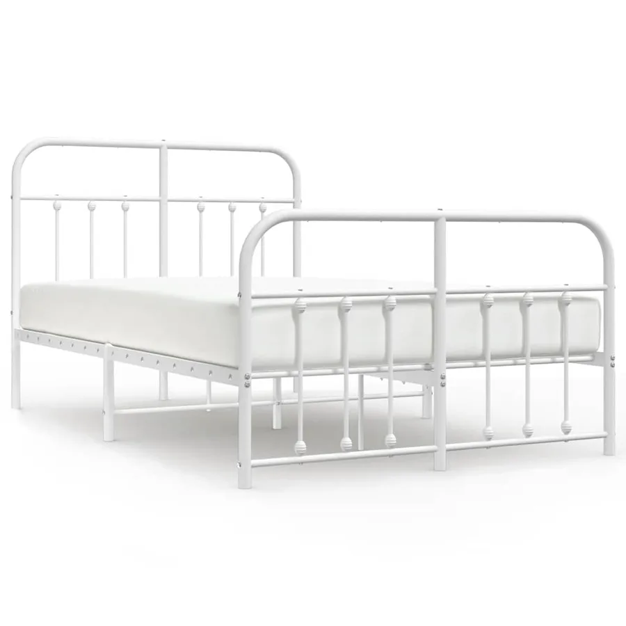 Cadre de lit métal sans matelas et pied de lit blanc 120x200 cm - 2