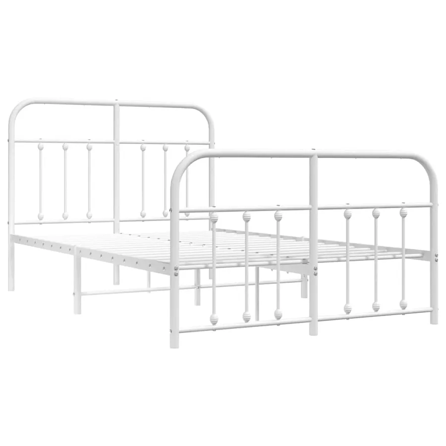 Cadre de lit métal sans matelas et pied de lit blanc 120x200 cm - 3