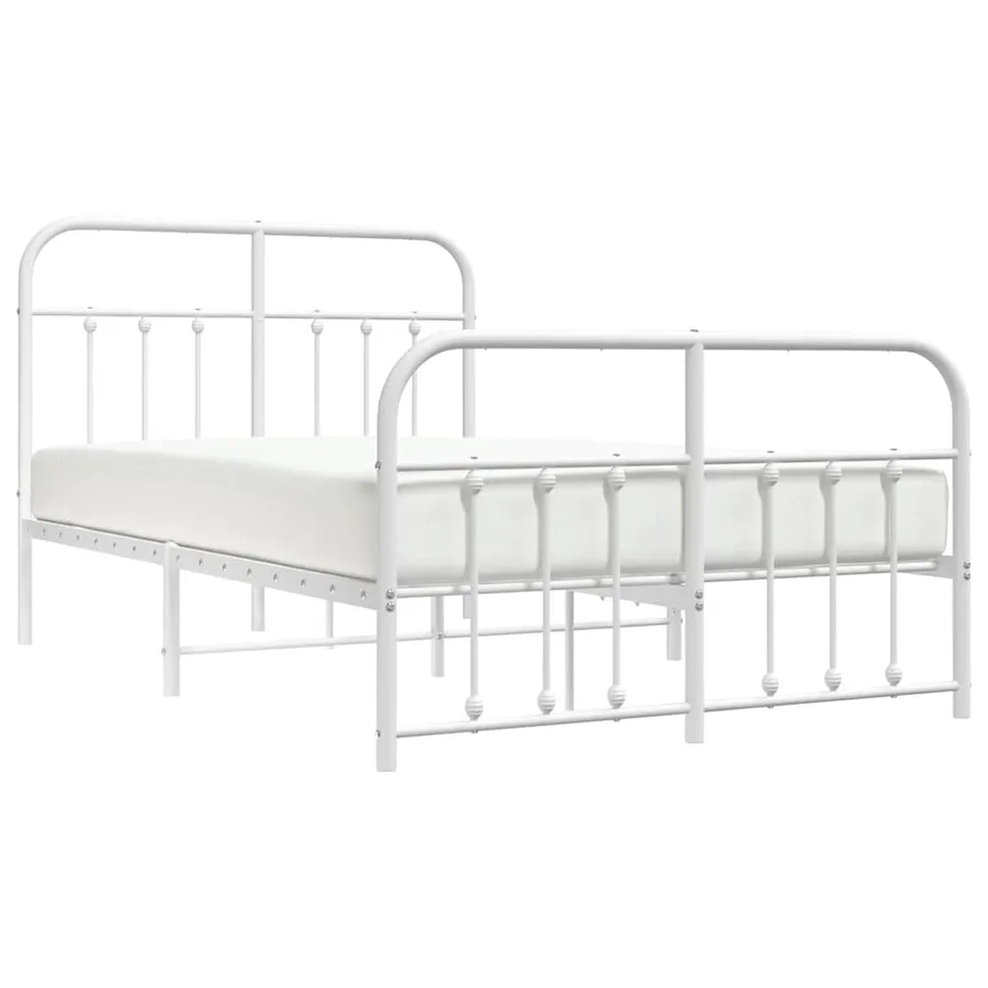 Cadre de lit métal sans matelas et pied de lit blanc 120x200 cm - 5