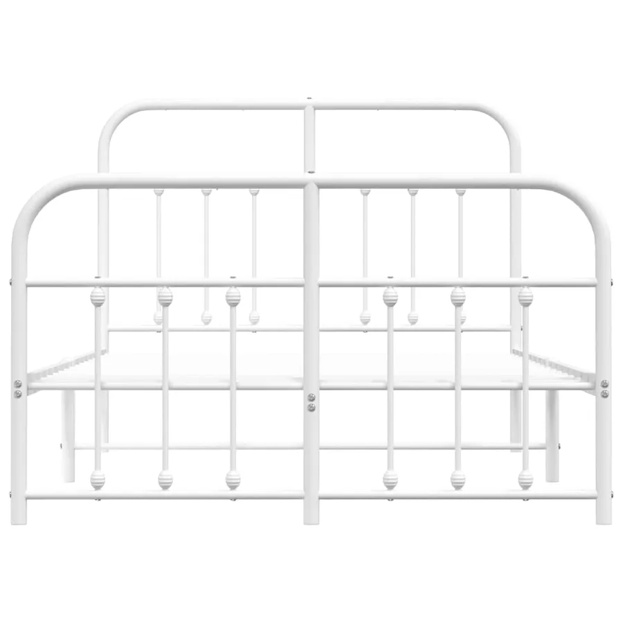 Cadre de lit métal sans matelas et pied de lit blanc 120x200 cm - 6