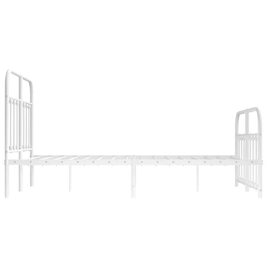 Cadre de lit métal sans matelas et pied de lit blanc 120x200 cm - 7