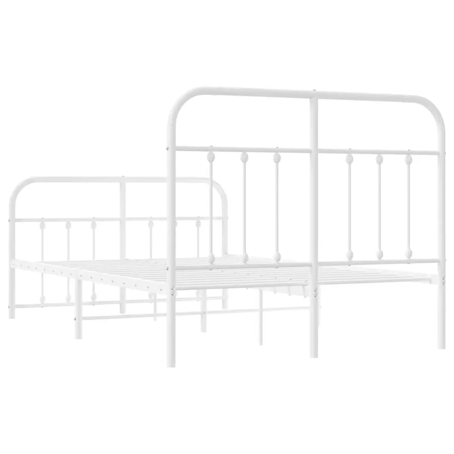 Cadre de lit métal sans matelas et pied de lit blanc 120x200 cm - 8