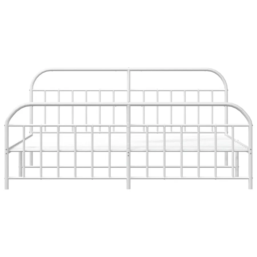 Cadre de lit métal sans matelas et pied de lit blanc 200x200 cm - 6