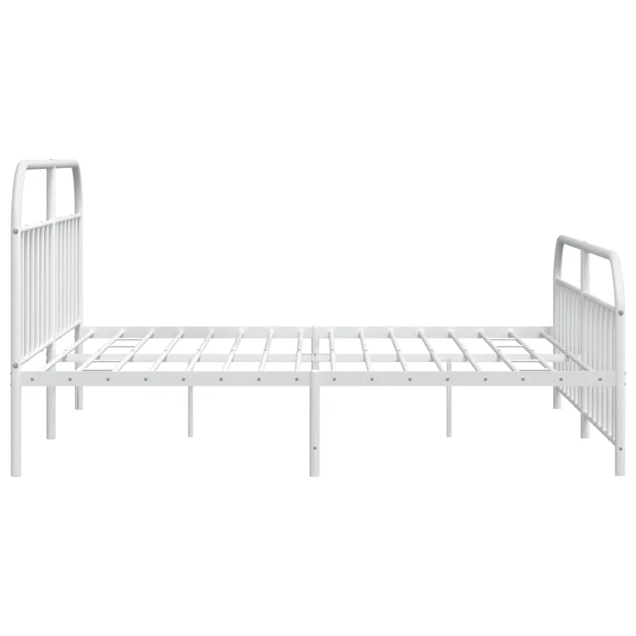 Cadre de lit métal sans matelas et pied de lit blanc 200x200 cm - 7