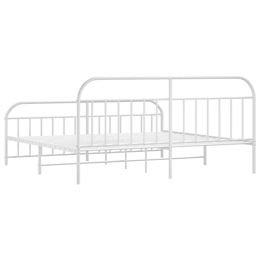 Cadre de lit métal sans matelas et pied de lit blanc 200x200 cm - 8