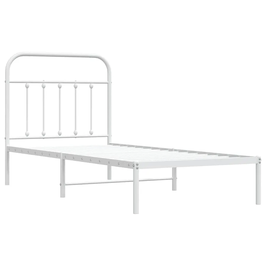 Cadre de lit métal sans matelas avec tête de lit blanc 90x200cm - 3