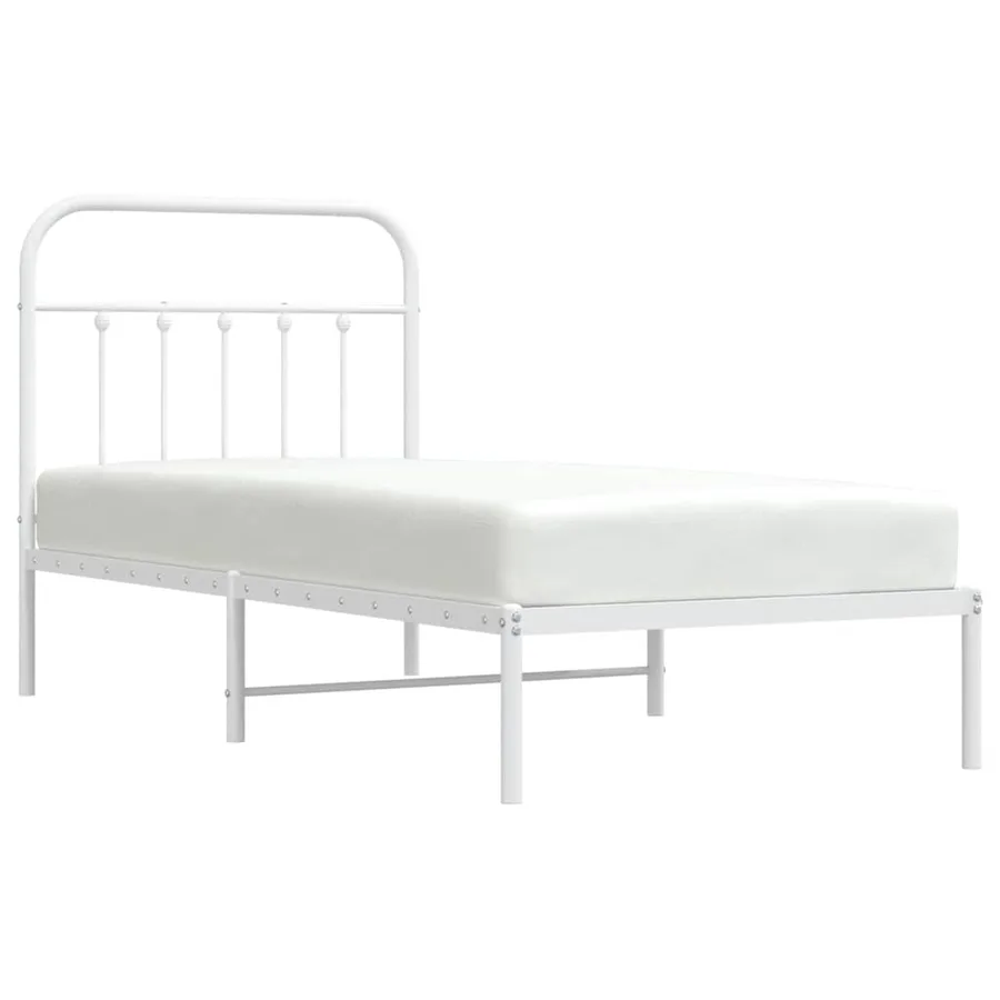 Cadre de lit métal sans matelas avec tête de lit blanc 90x200cm - 5