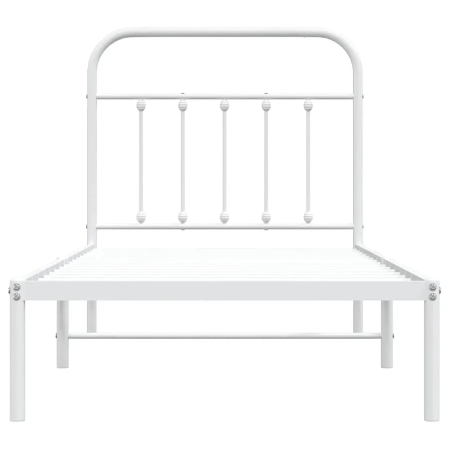 Cadre de lit métal sans matelas avec tête de lit blanc 90x200cm - 6
