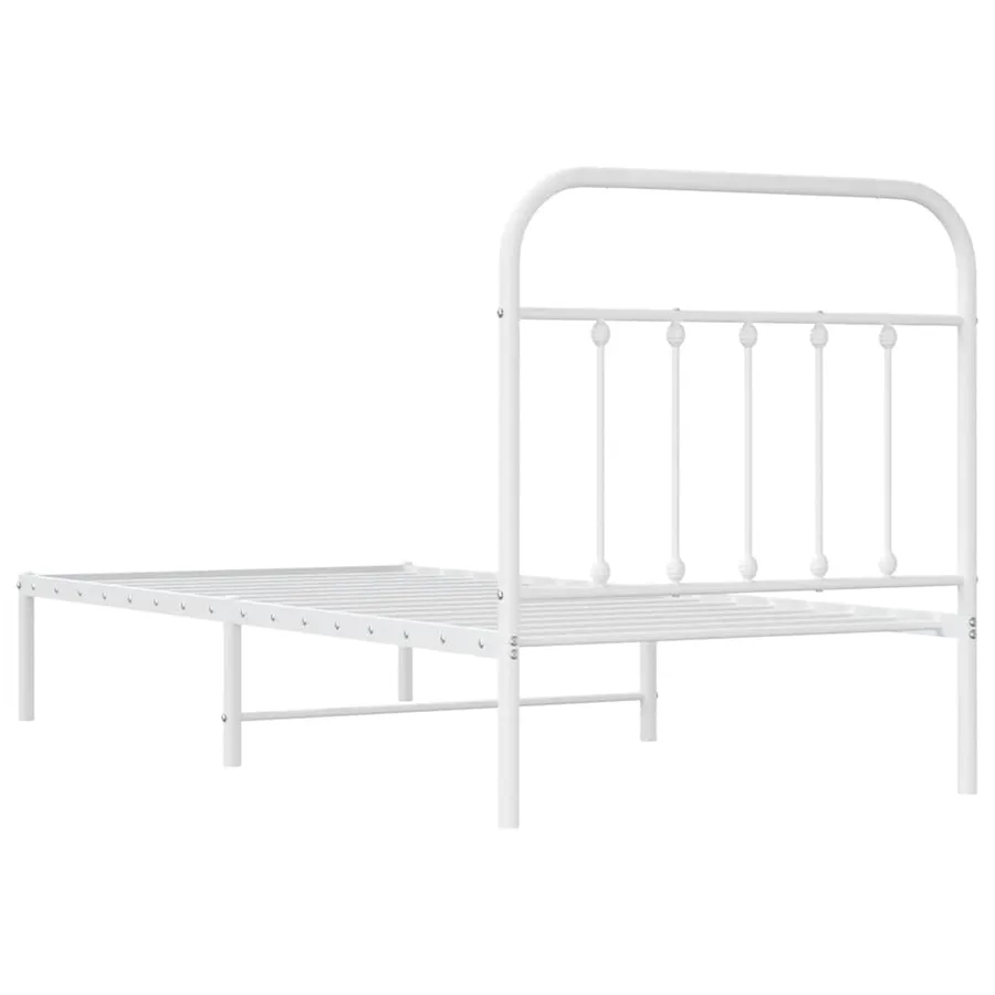 Cadre de lit métal sans matelas avec tête de lit blanc 90x200cm - 8