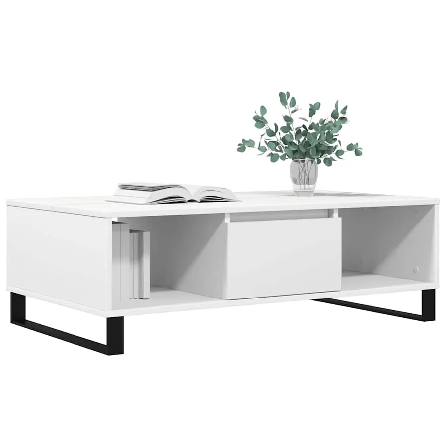Table basse blanc 104x60x35 cm bois d'ingénierie - 3
