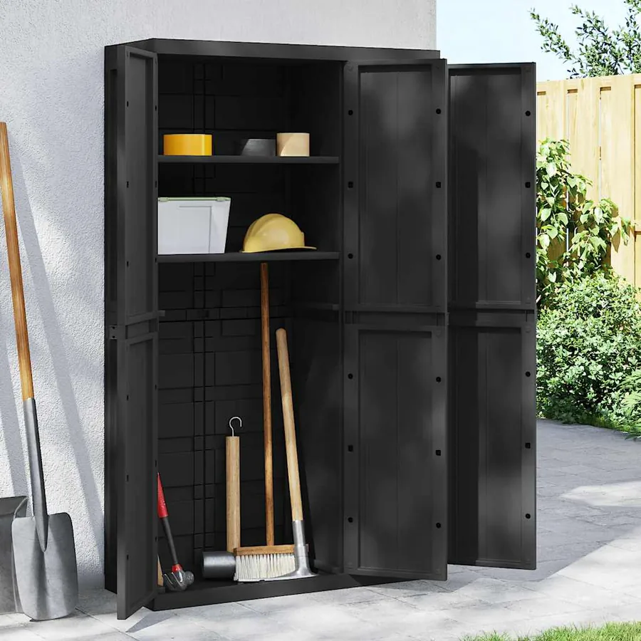Armoire de rangement d'extérieur noir 97x37x165 cm PP