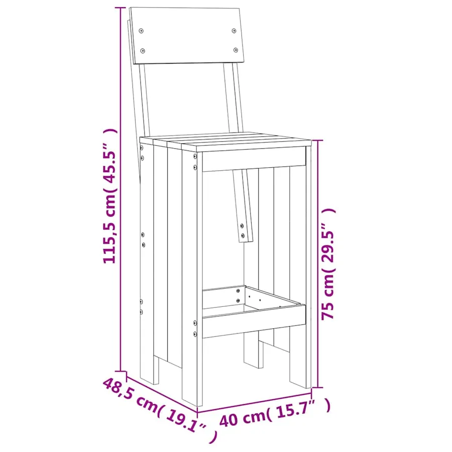 Ensemble de bar de jardin 9 pcs gris bois de pin massif - 10