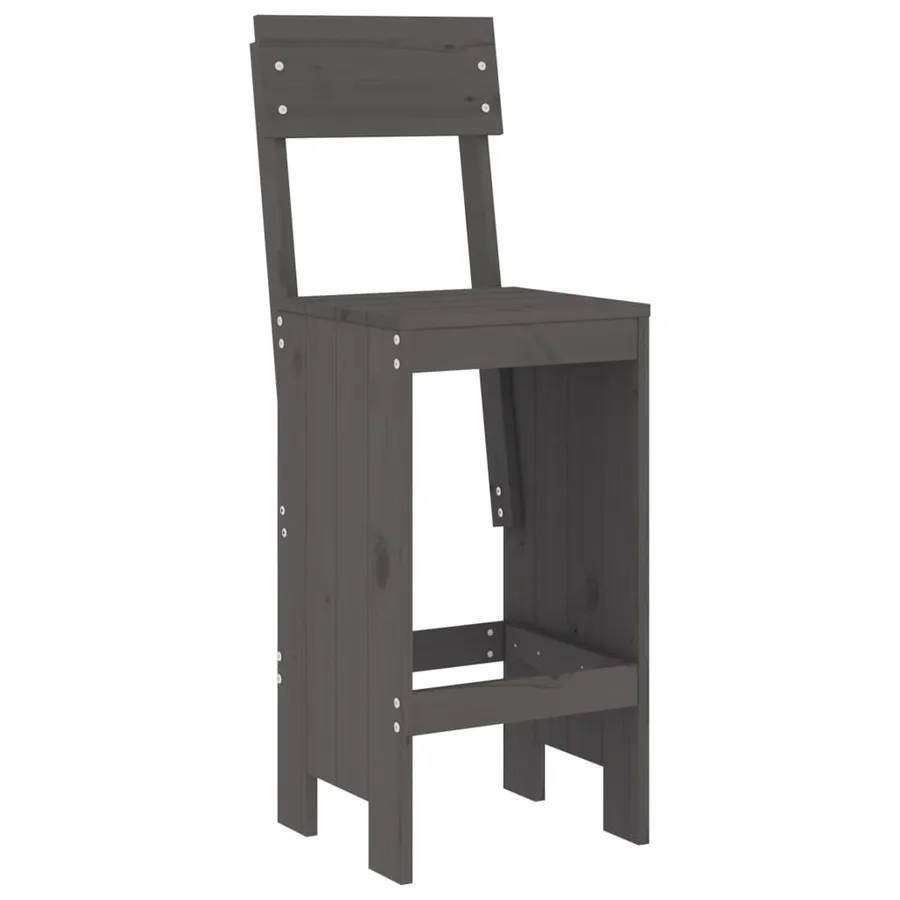 Ensemble de bar de jardin 9 pcs gris bois de pin massif - 4