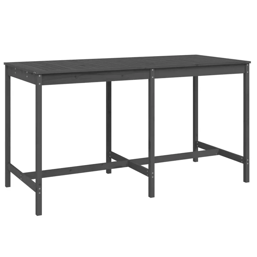Ensemble de bar de jardin 9 pcs gris bois de pin massif - 6