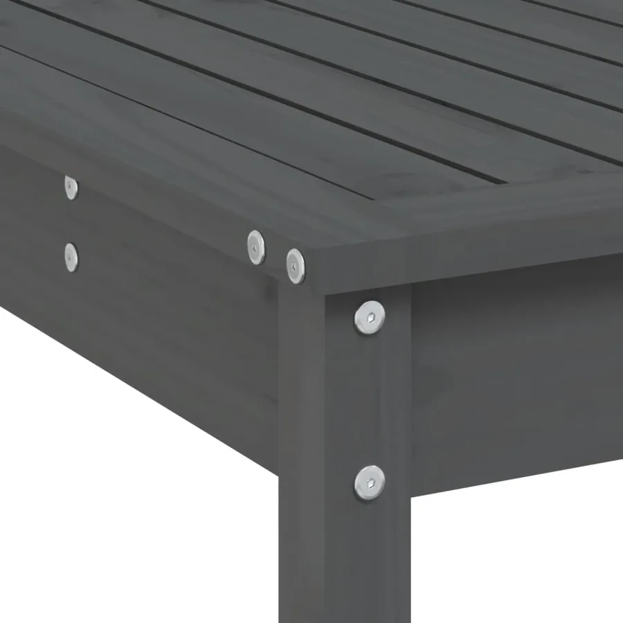 Ensemble de bar de jardin 9 pcs gris bois de pin massif - 7