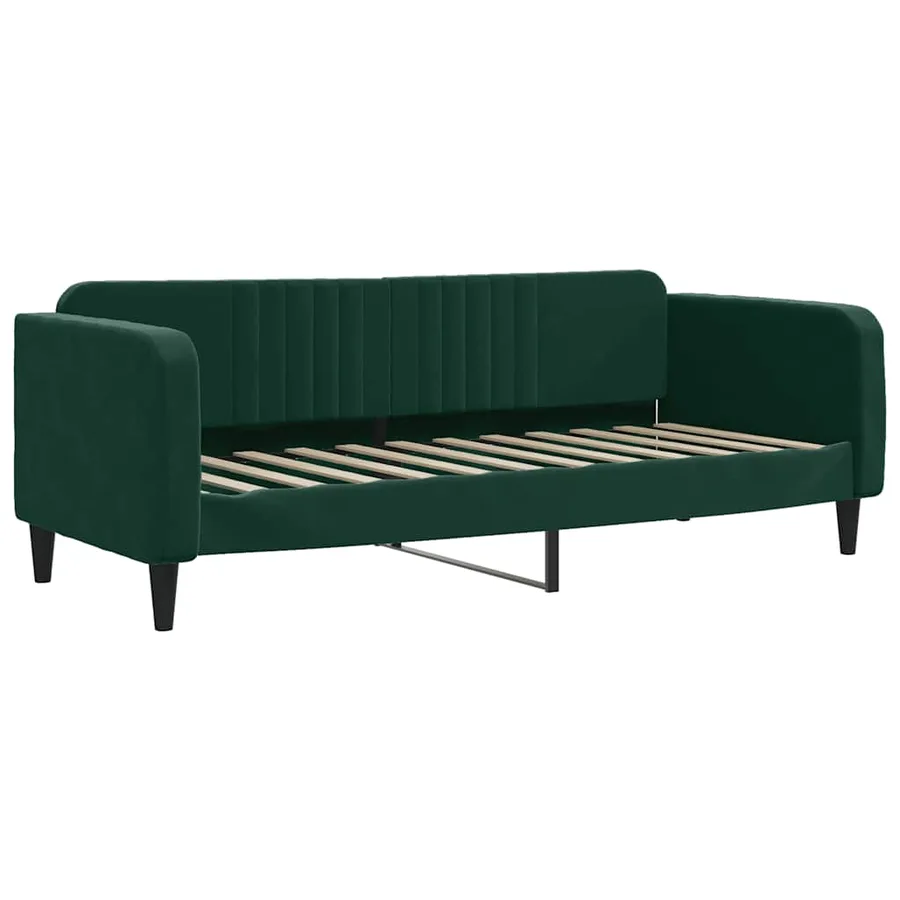 Lit de jour avec matelas vert foncé 80x200 cm velours - 3