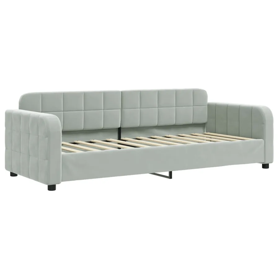 Lit de jour avec matelas gris clair 80x200 cm velours - 3