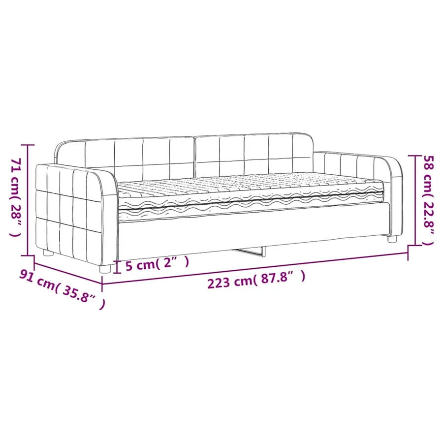 Lit de jour avec matelas noir 80x200 cm velours - 12