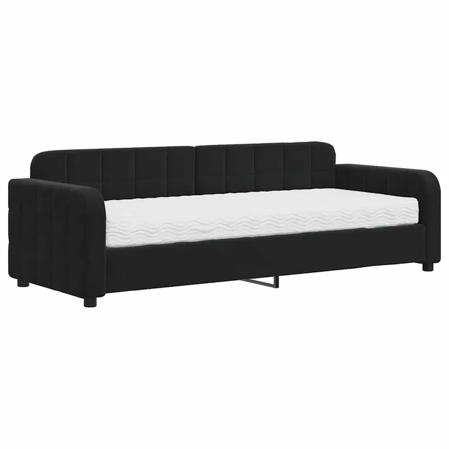 Lit de jour avec matelas noir 80x200 cm velours - 2