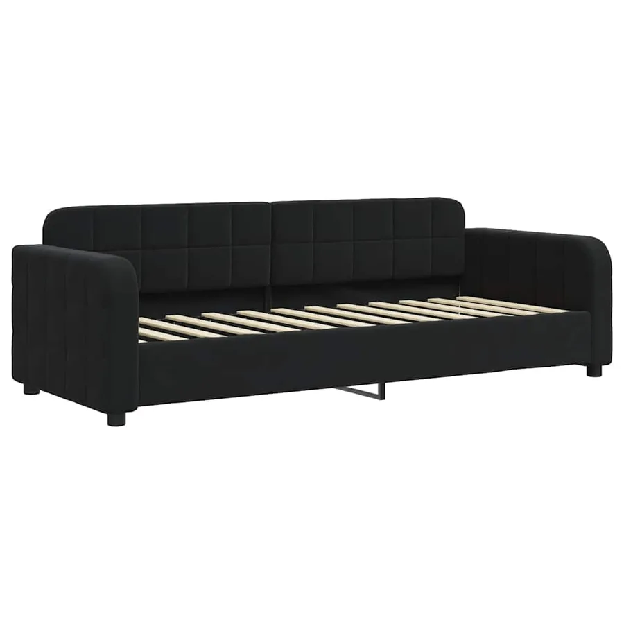 Lit de jour avec matelas noir 80x200 cm velours - 3
