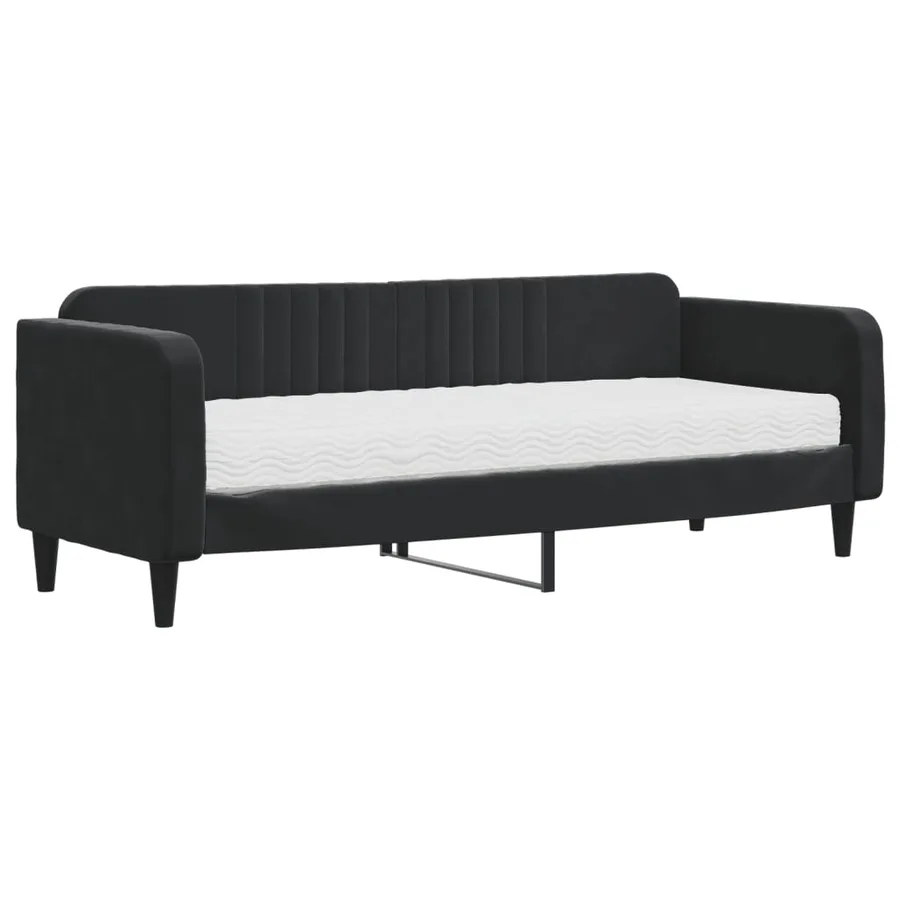 Lit de jour avec matelas noir 80x200 cm velours - 2