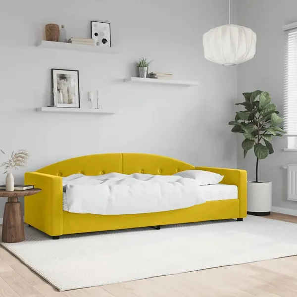 Lit de jour avec matelas jaune 80x200 cm velours