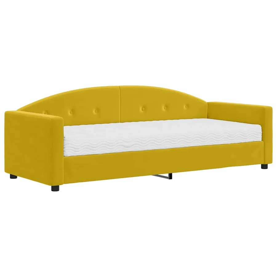 Lit de jour avec matelas jaune 80x200 cm velours - 2