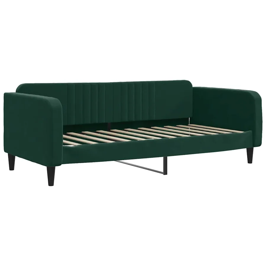 Lit de jour avec matelas vert foncé 100x200 cm velours - 3
