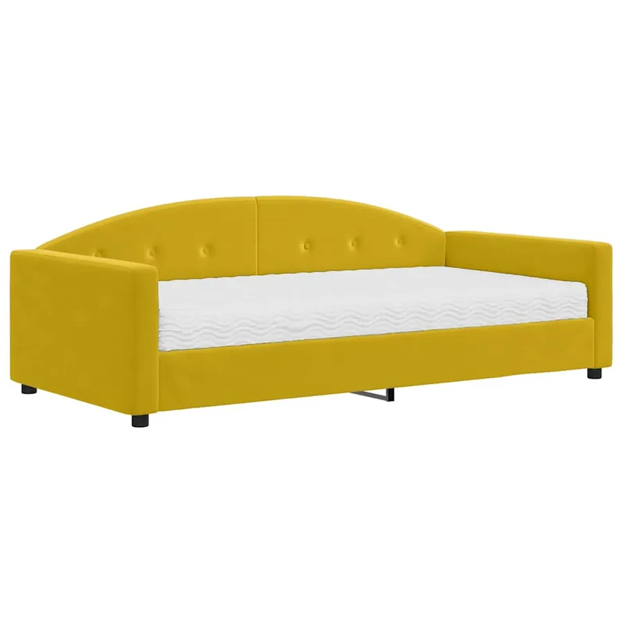 Lit de jour avec matelas jaune 100x200 cm velours - 2