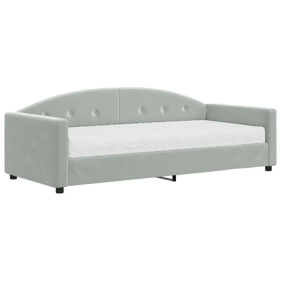 Lit de jour avec matelas gris clair 90x200 cm velours - 2