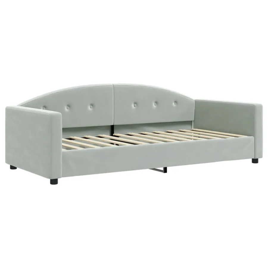 Lit de jour avec matelas gris clair 90x200 cm velours - 3