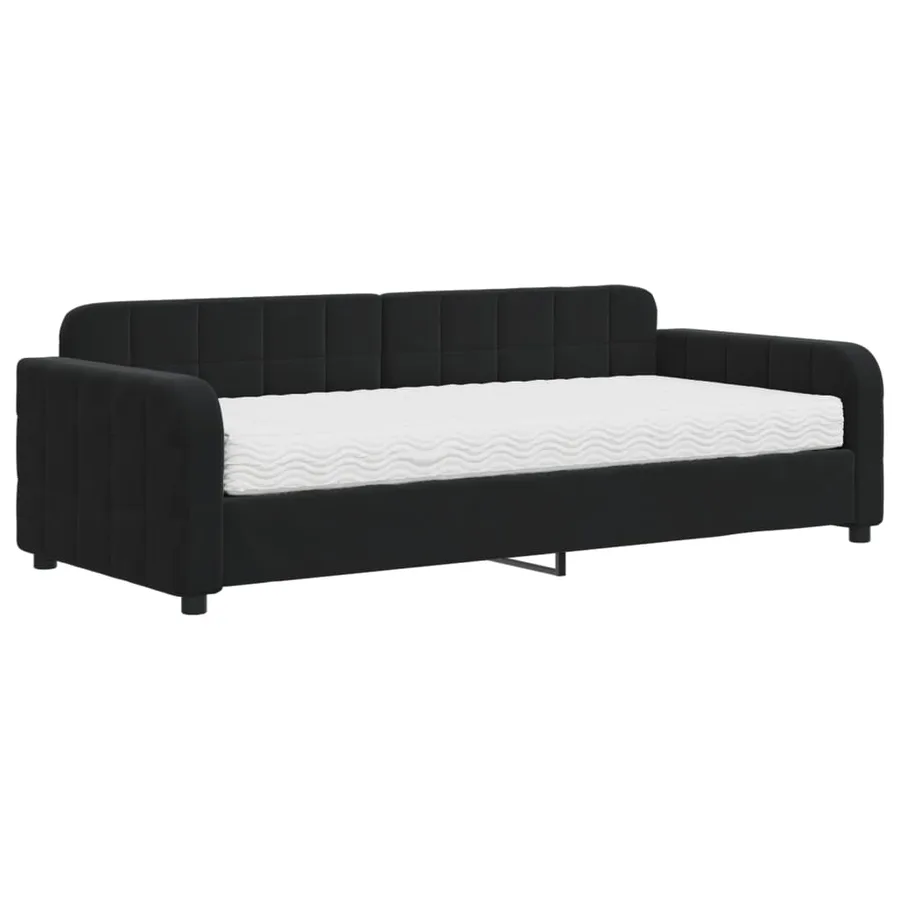 Lit de jour avec matelas noir 90x200 cm velours - 2